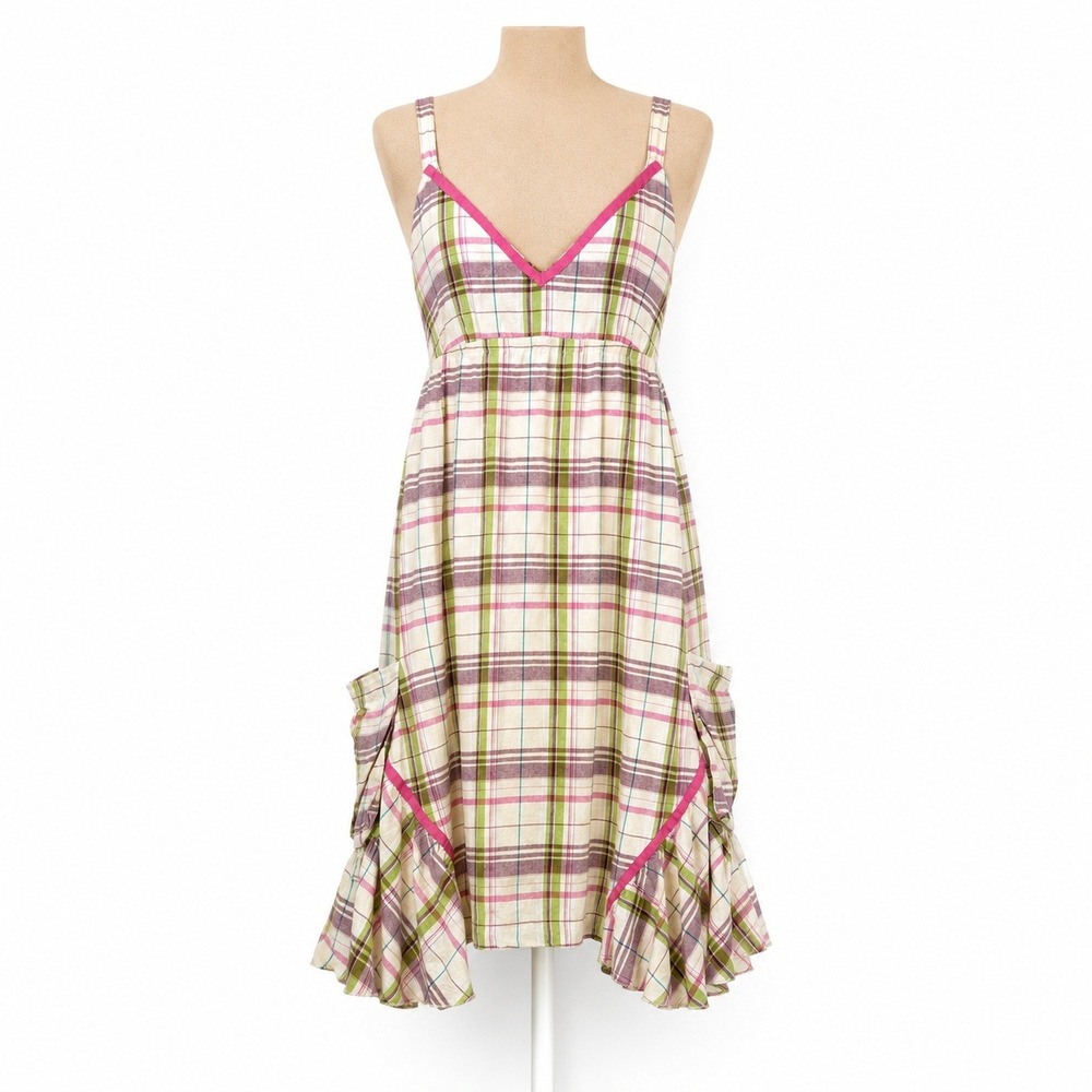 Vintage Y2K dELiA*s Plaid Babydoll Dress Size XL Ruffle Cottagecore Twee Preppy
